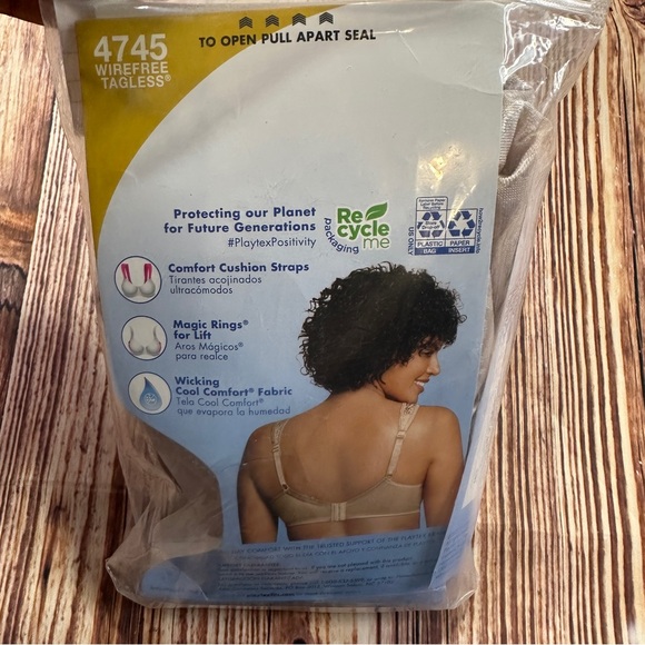 Playtex 18 Hour Bra Wirefree Ultimate Lift & Support Nude Comfort Size 42D - Picture 9 of 15